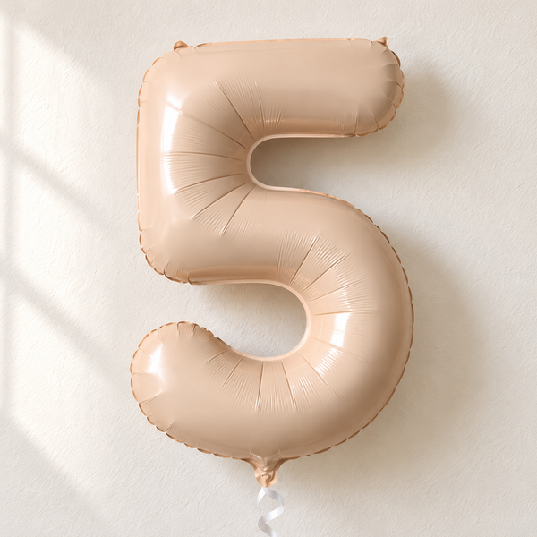 Beige Number 5 Birthday Balloon