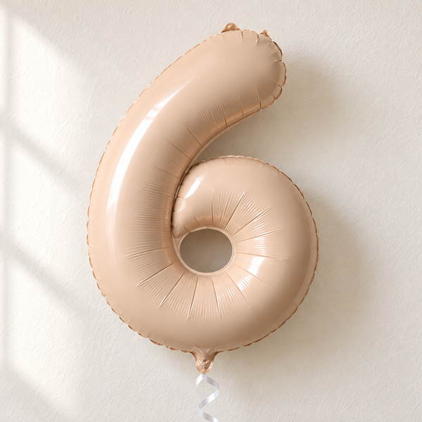 Beige Number 6 Birthday Balloon