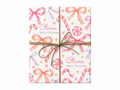 Personalized Candy Bow Christmas Wrapping Paper with natural twine