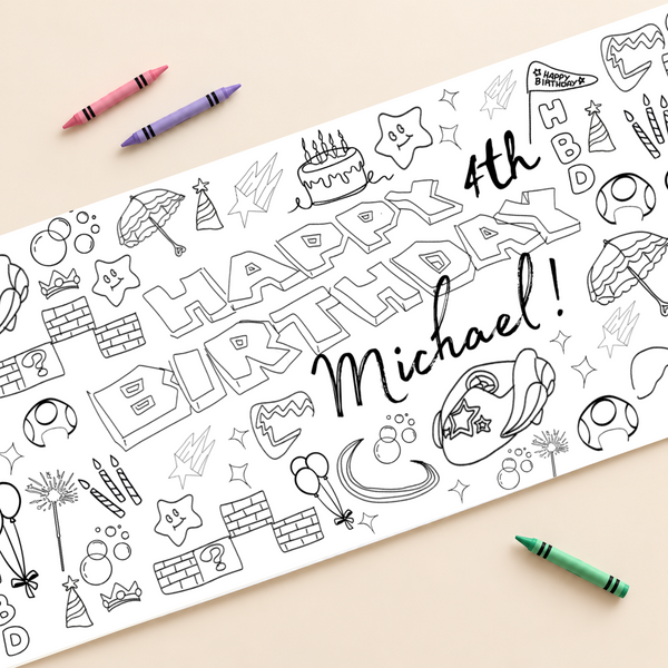 Video Game Adventure Birthday coloring banner