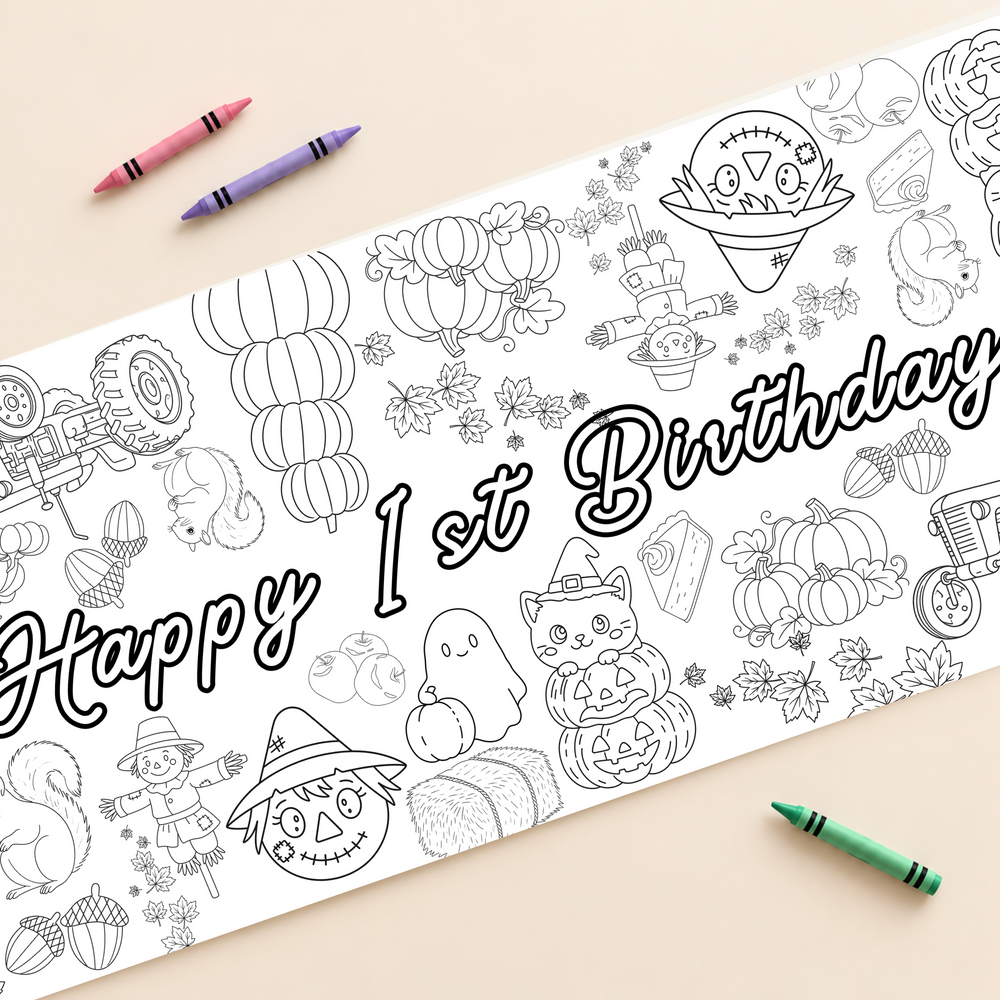 Fall Birthday Coloring Banner