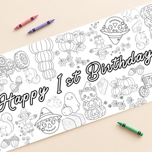 Fall Pumpkin Birthday coloring banner