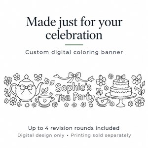 Custom digital coloring banner design with up to four revision rounds; printing sold separately.
