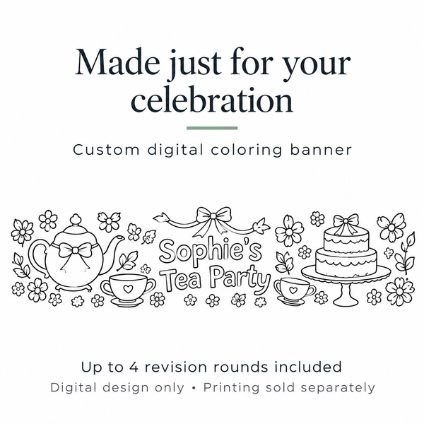 Custom digital coloring banner design with up to four revision rounds; printing sold separately.