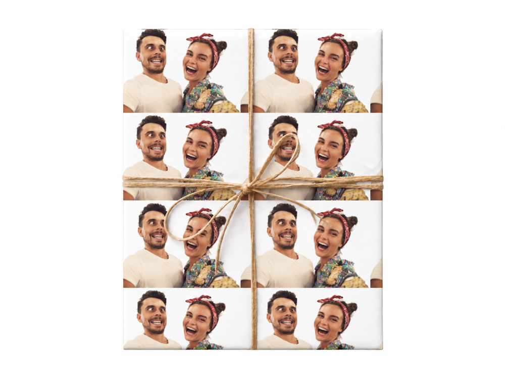 custom photo wrapping paper gift box with jute twine