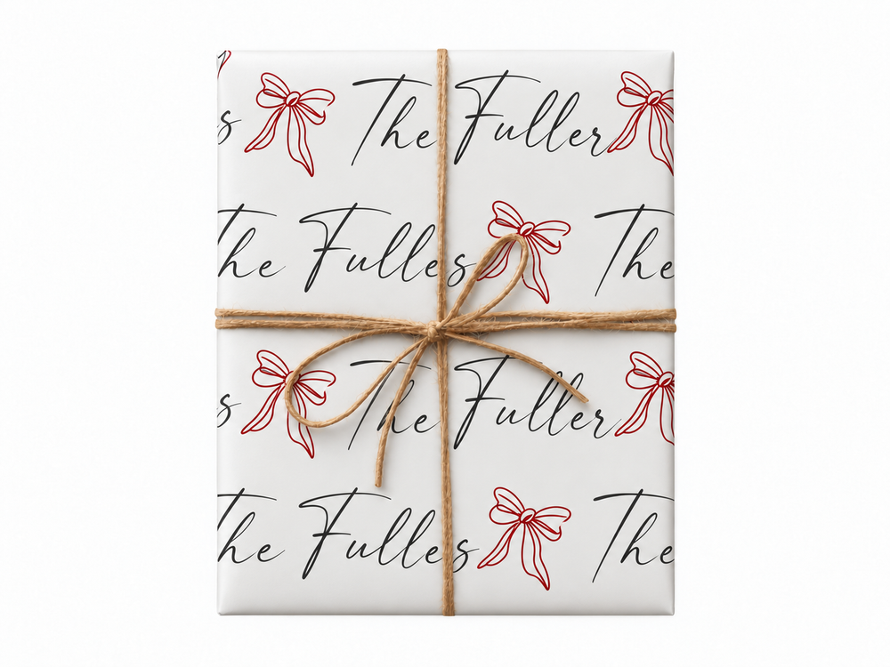 family red bows large wrapping paper gift box with jute twine