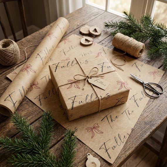 Family Name Kraft Gift Wrap — Etsy product photo 81
