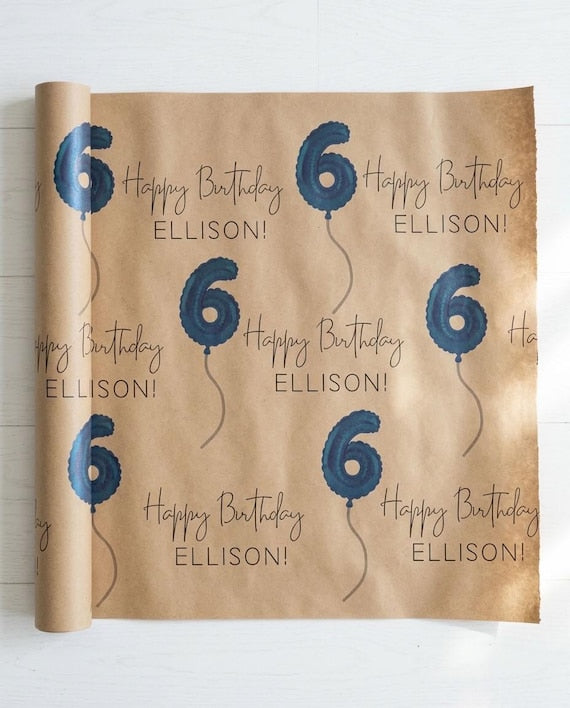 Blue Birthday Kraft Gift Wrap — Etsy product photo 98