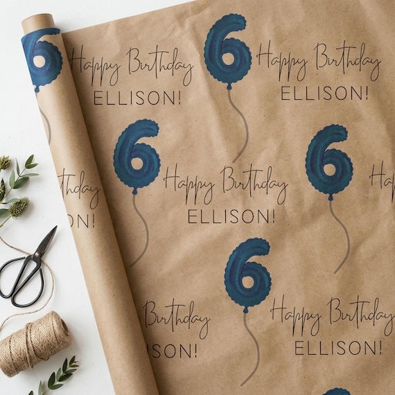 Blue Birthday Kraft Gift Wrap — Etsy product photo 96