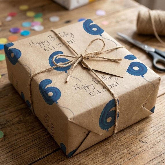 Blue Birthday Kraft Gift Wrap — Etsy product photo 97
