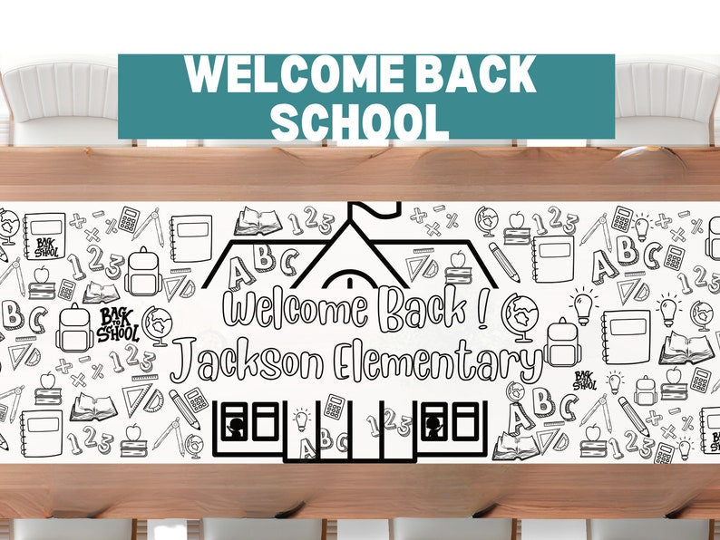 Back to School Coloring Banner – Large 6-Foot Personalized Poster