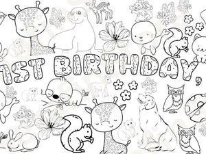 Safari Jungle Coloring Banner – Large 6-Foot Kids Party Table Cover