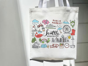 Organic Seattle Cityscape Tote Bag Gift