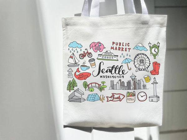 Organic Seattle Cityscape Tote Bag Gift