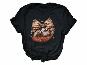 Football Glitter Disco Bow Youth Shirt