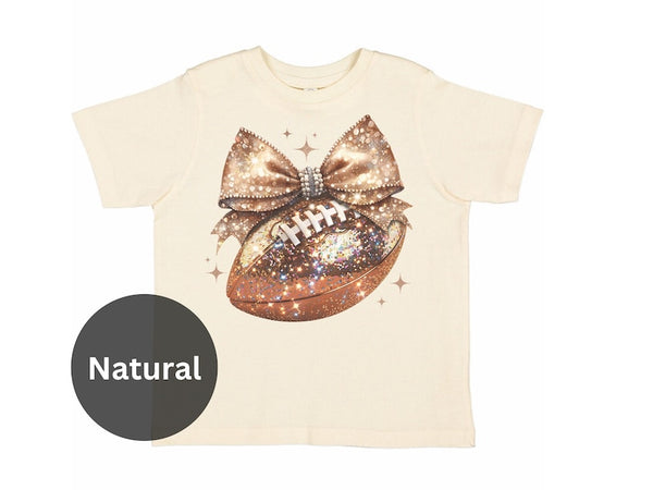 Football Glitter Disco Bow Youth Shirt