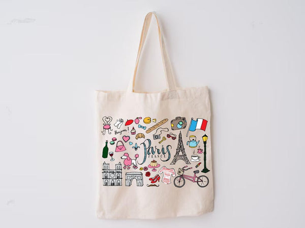 Organic Paris Tote Bag French Souvenir