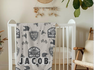 Dirt Bike Custom Name Baby Blanket Personalized Boy Gift