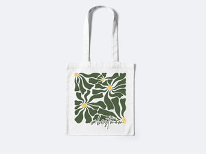 Custom Floral Greenery Tote Bag – Earth Tone Organic Gift for Mom, Grandma, or Birthday