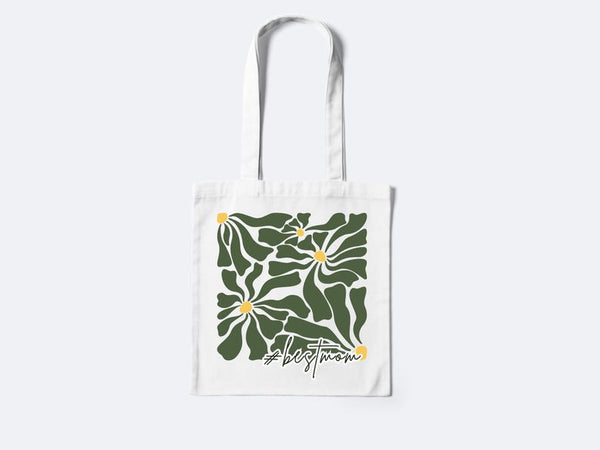 Custom Floral Greenery Tote Bag – Earth Tone Organic Gift for Mom, Grandma, or Birthday