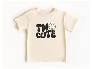 Two Cute Birthday Shirt – Smiley Face Toddler Tee for 2 Year Old Boys or Girls