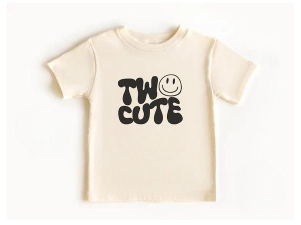 Two Cute Birthday Shirt – Smiley Face Toddler Tee for 2 Year Old Boys or Girls