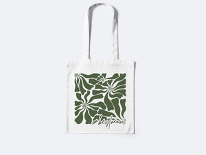 Custom Floral Greenery Tote Bag – Earth Tone Organic Gift for Mom, Grandma, or Birthday