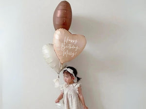 Custom Name Beige Heart Balloon – 18" Matte Caramel Foil Balloon with Personalized Text