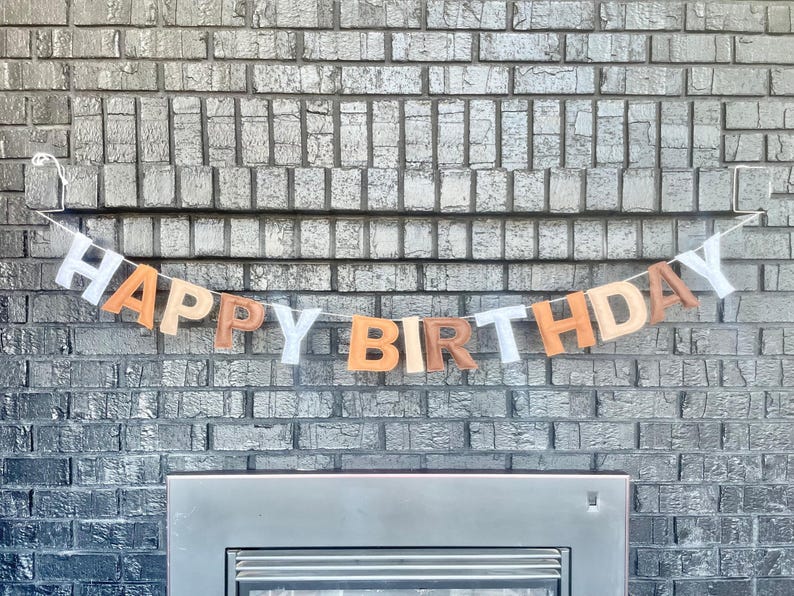 Boho Felt Happy Birthday Garland – 100% Wool, Neutral Pre-Strung Party Banner