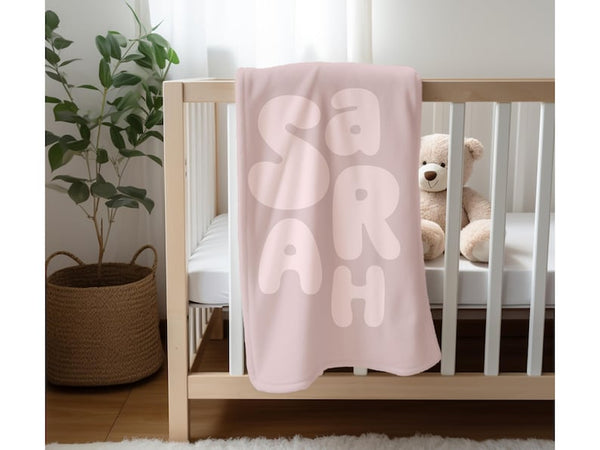 Personalized Name Blanket – Custom Baby Shower Gift - Sentimental Heirloom Throw for Girls – Cozy Rose Gold, Red, Pink, Purple