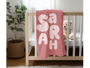 Personalized Name Blanket – Custom Baby Shower Gift - Sentimental Heirloom Throw for Girls – Cozy Rose Gold, Red, Pink, Purple