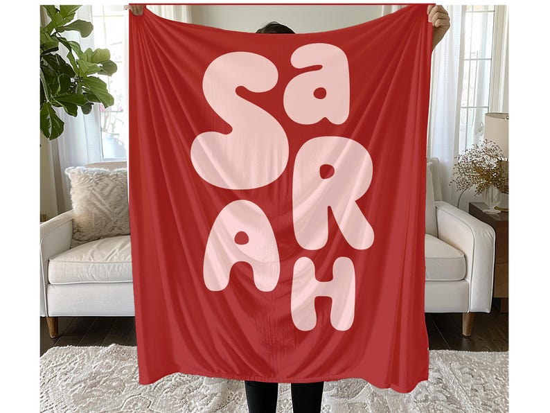 Personalized Name Blanket – Custom Baby Shower Gift - Sentimental Heirloom Throw for Girls – Cozy Rose Gold, Red, Pink, Purple