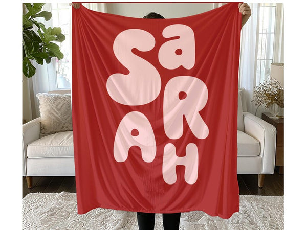 Personalized Name Blanket – Custom Baby Shower Gift - Sentimental Heirloom Throw for Girls – Cozy Rose Gold, Red, Pink, Purple