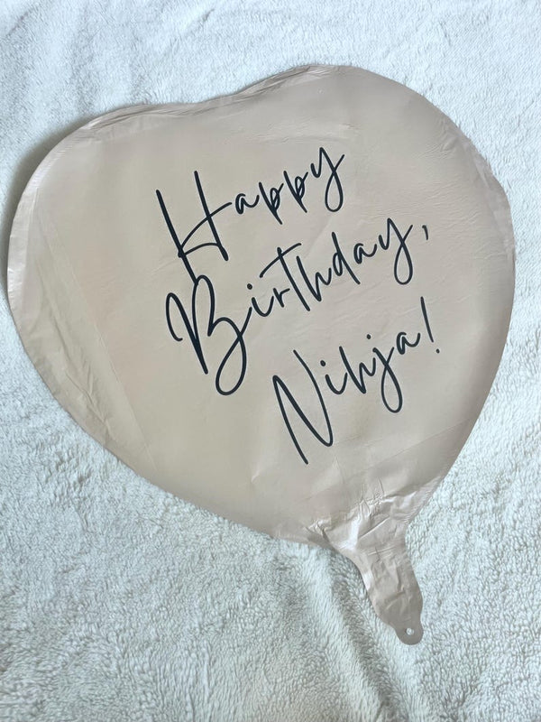 Custom Name Beige Heart Balloon – 18" Matte Caramel Foil Balloon with Personalized Text