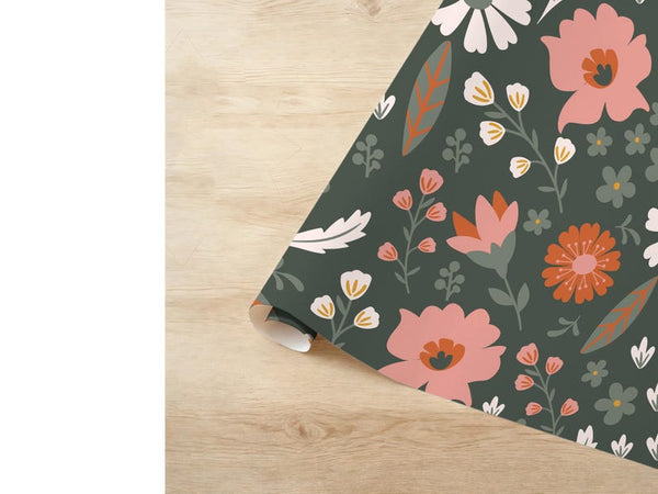 Forest Green Wildflower Wrapping Paper
