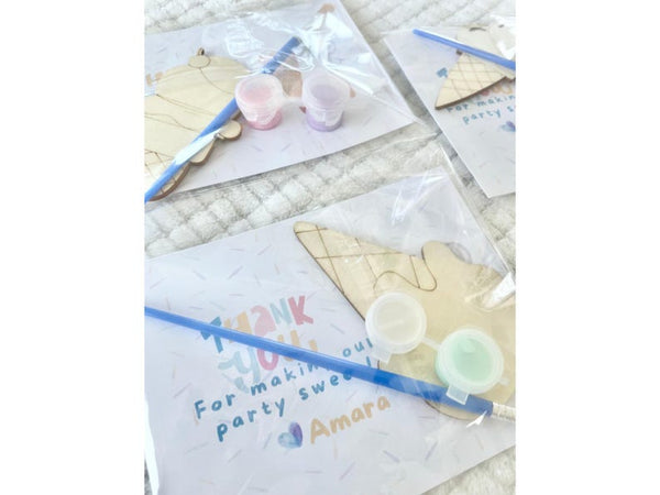 Personalized Ice Cream Craft Kit – Pastel Paint Party Favor for Kids, Custom Name Goodie Bag Idea