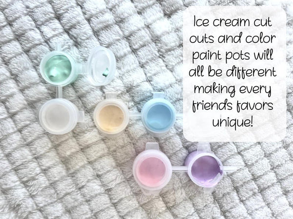 Personalized Ice Cream Craft Kit – Pastel Paint Party Favor for Kids, Custom Name Goodie Bag Idea