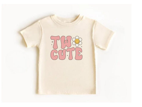 Two Cute Daisy Birthday Shirt – Toddler Girl 2nd Birthday Outfit Gift Idea Blue Natural Tee