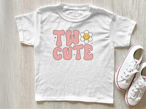 Two Cute Daisy Birthday Shirt – Toddler Girl 2nd Birthday Outfit Gift Idea Blue Natural Tee