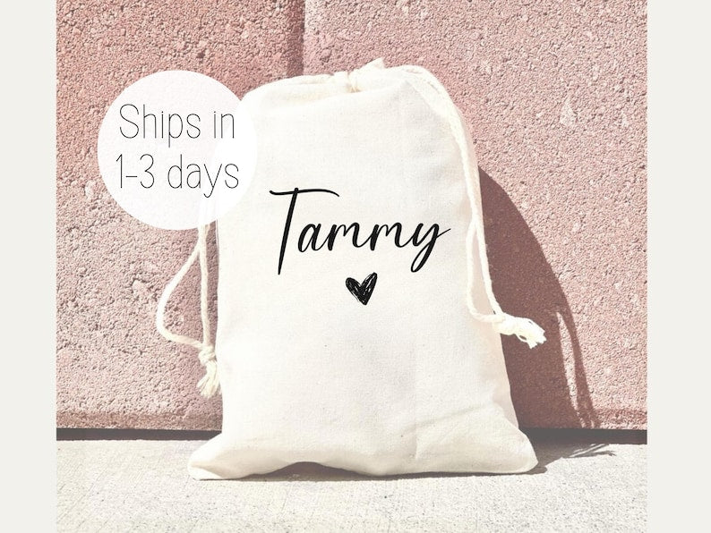 Personalized Heart Party Favor Bag – Custom Name Bachelorette or Birthday Gift Bag