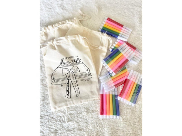 Custom Wedding Kids Activity Bag – Personalized Favor with Markers