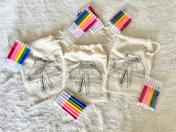 Custom Wedding Kids Activity Bag – Personalized Favor with Markers