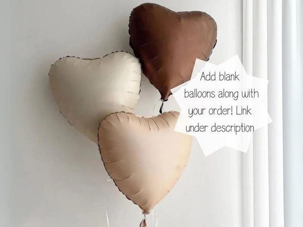 Custom Name Beige Heart Balloon – 18" Matte Caramel Foil Balloon with Personalized Text