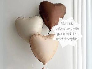Large 40" Boho 5th Birthday Balloon – Neutral Heart Balloon Décor for Fifth Anniversary