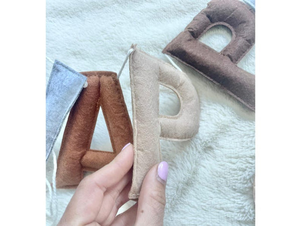 Boho Felt Happy Birthday Garland – 100% Wool, Neutral Pre-Strung Party Banner