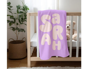 Personalized Name Blanket – Custom Baby Shower Gift - Sentimental Heirloom Throw for Girls – Cozy Rose Gold, Red, Pink, Purple