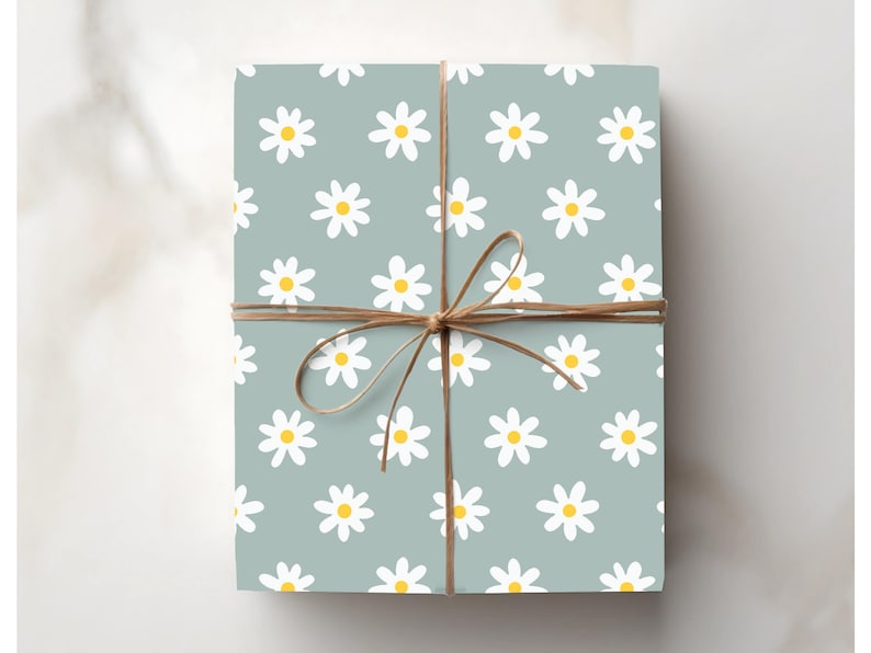 Daisy Wrapping Paper – Retro Floral Gift Wrap for Birthdays, Weddings & Summer Events