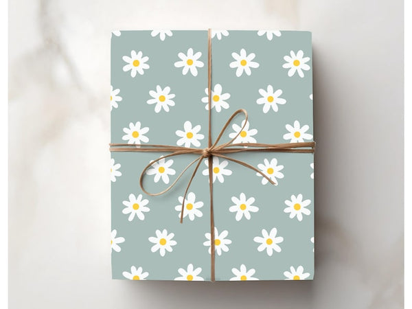 Daisy Wrapping Paper – Retro Floral Gift Wrap for Birthdays, Weddings & Summer Events