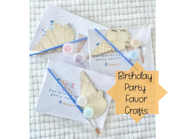 Personalized Ice Cream Craft Kit – Pastel Paint Party Favor for Kids, Custom Name Goodie Bag Idea