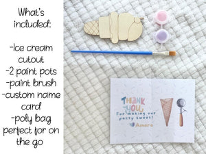 Personalized Ice Cream Craft Kit – Pastel Paint Party Favor for Kids, Custom Name Goodie Bag Idea